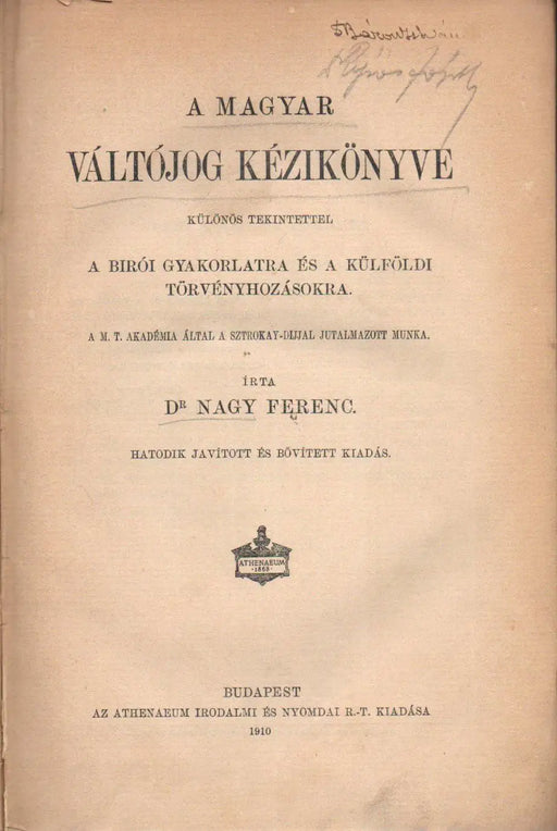 A magyar váltójog kézikönyve - Oskola Antikvárium