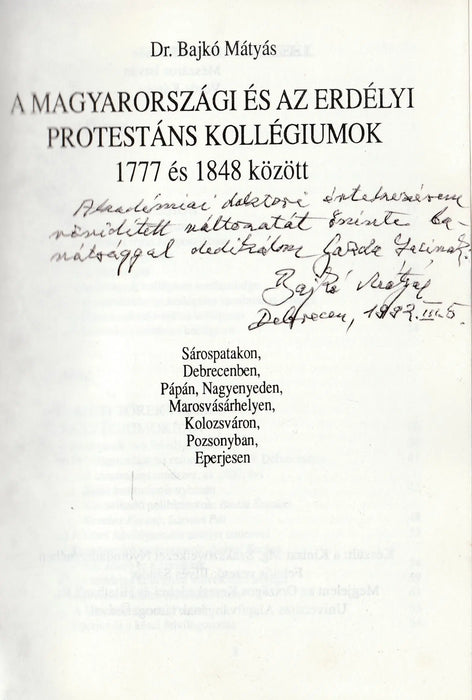 A magyarországi és az erdélyi protestáns kollégiumok 1777 és 1848 között - Oskola Antikvárium