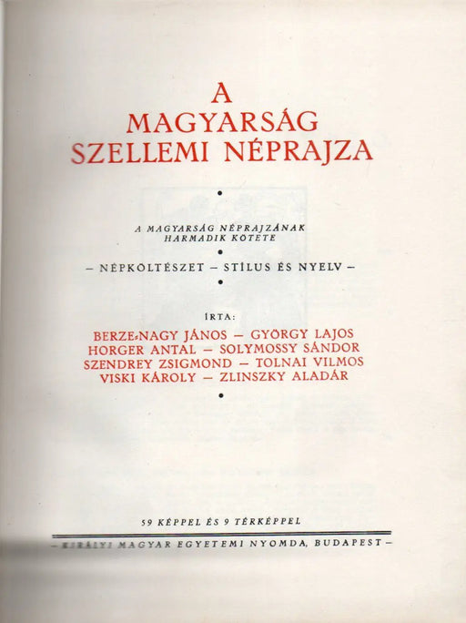 A magyarság néprajza III. A magyarság szellemi néprajza I. - Oskola Antikvárium