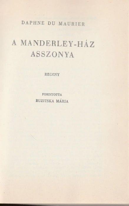 A Manderley - ház asszonya - Oskola Antikvárium