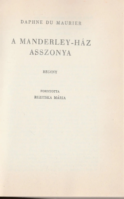 A Manderley - ház asszonya - Oskola Antikvárium