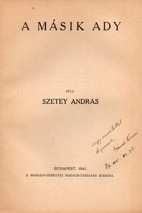 A másik Ady - Oskola Antikvárium