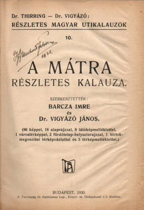 A Mátra részletes kalauza - Oskola Antikvárium