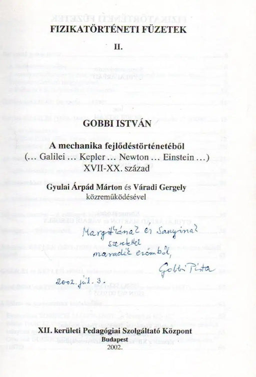A mechanika fejlődéstörténetéből - Oskola Antikvárium