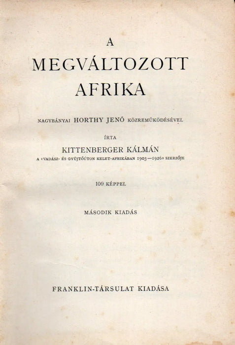 A megváltozott Afrika - Oskola Antikvárium