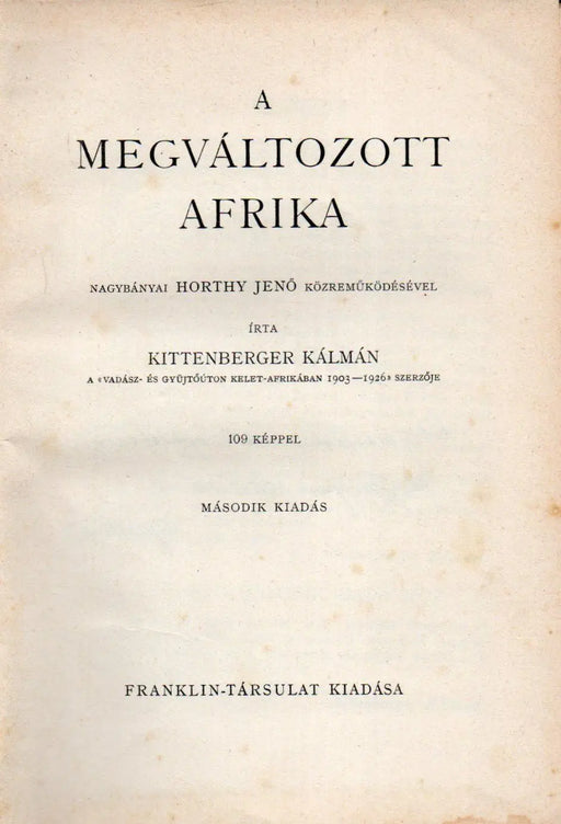 A megváltozott Afrika - Oskola Antikvárium
