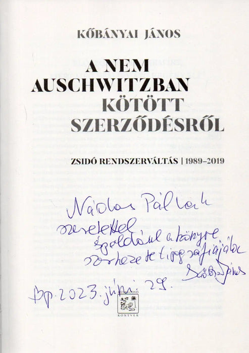 A nem Auschwitzban kötött szerződésről - Oskola Antikvárium