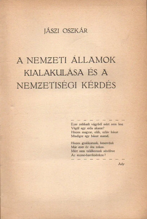 A nemzeti államok kialakulása és a nemzetiségi kérdés - Oskola Antikvárium