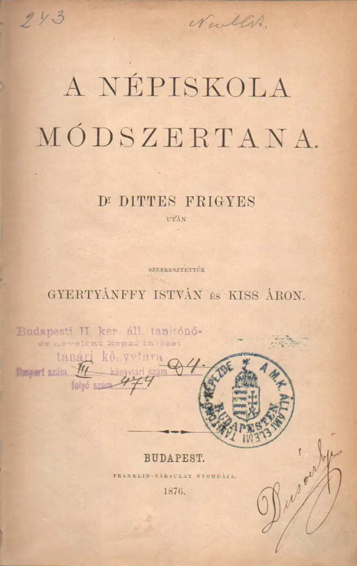A népiskola módszertana - Oskola Antikvárium