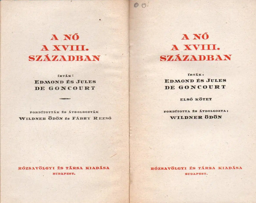 A nő a XVIII. században I - II. - Oskola Antikvárium