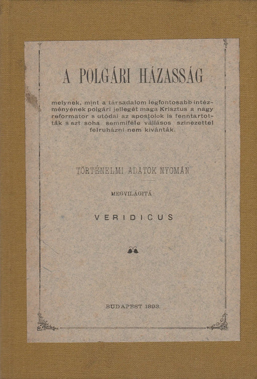 A polgári házasság - Oskola Antikvárium