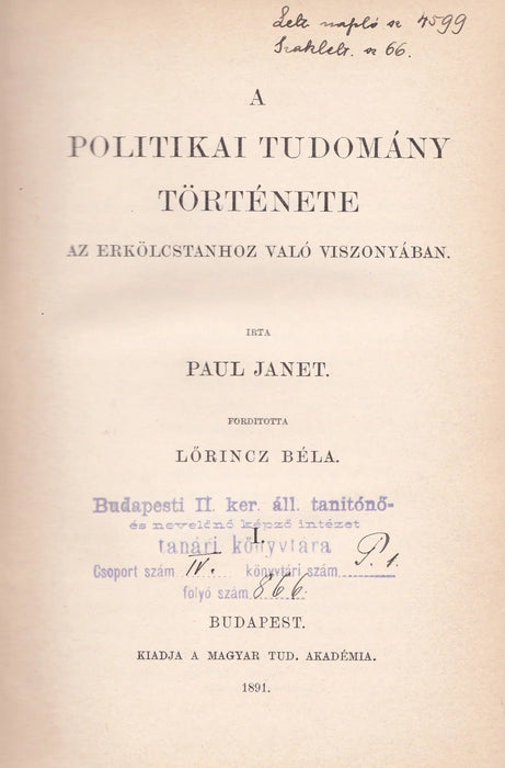 A politikai tudomány története az erkölcstanhoz való viszonyában I - III. - Oskola Antikvárium