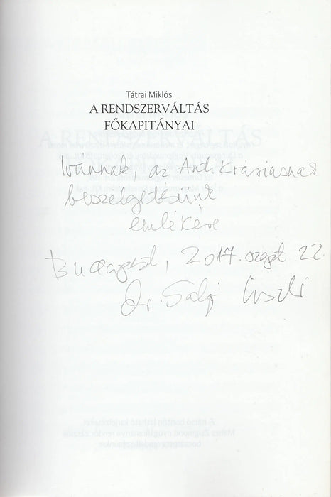 A rendszerváltás főkapitányai - Oskola Antikvárium