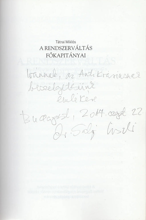 A rendszerváltás főkapitányai - Oskola Antikvárium