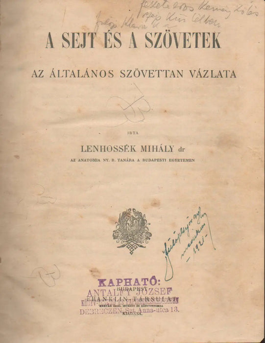 A sejt és a szövetek - Oskola Antikvárium