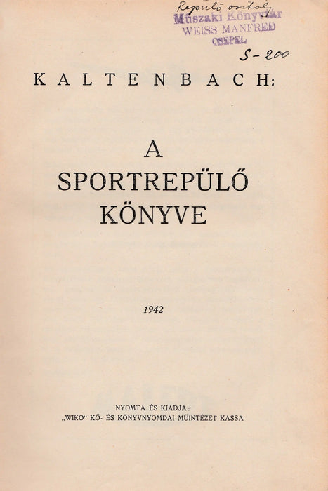 A sportrepülő könyve - Oskola Antikvárium