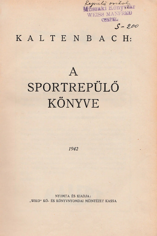 A sportrepülő könyve - Oskola Antikvárium