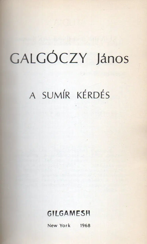 A sumír kérdés - Oskola Antikvárium