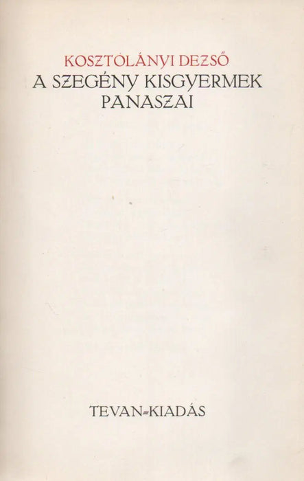 A szegény kisgyermek panaszai - Oskola Antikvárium