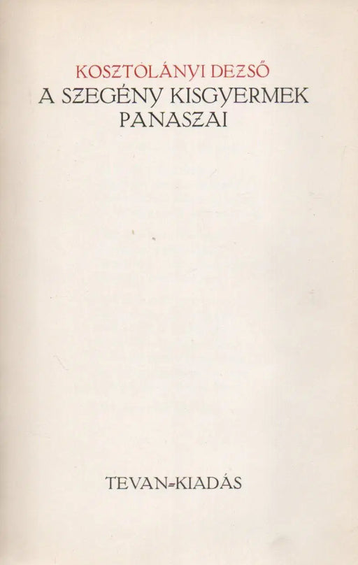 A szegény kisgyermek panaszai - Oskola Antikvárium