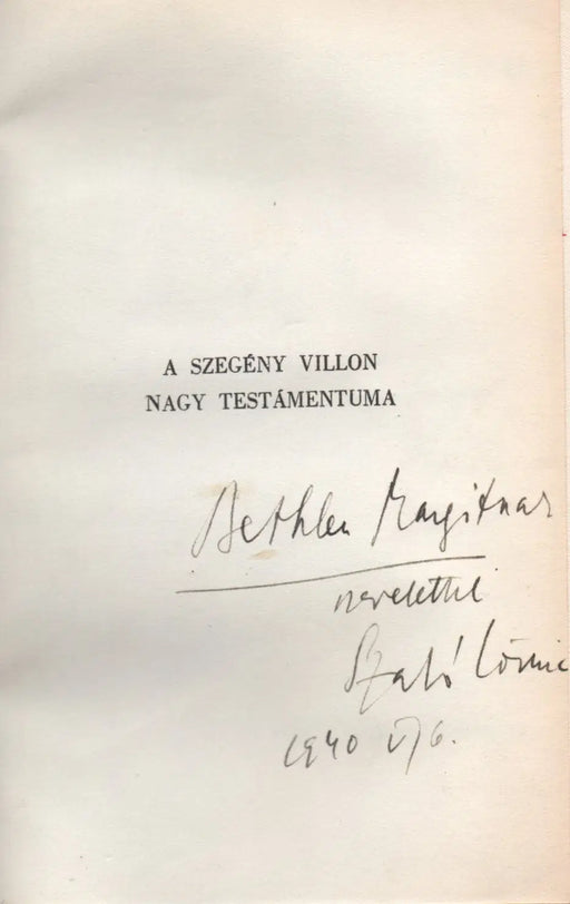 A szegény Villon nagy testámentuma - Oskola Antikvárium
