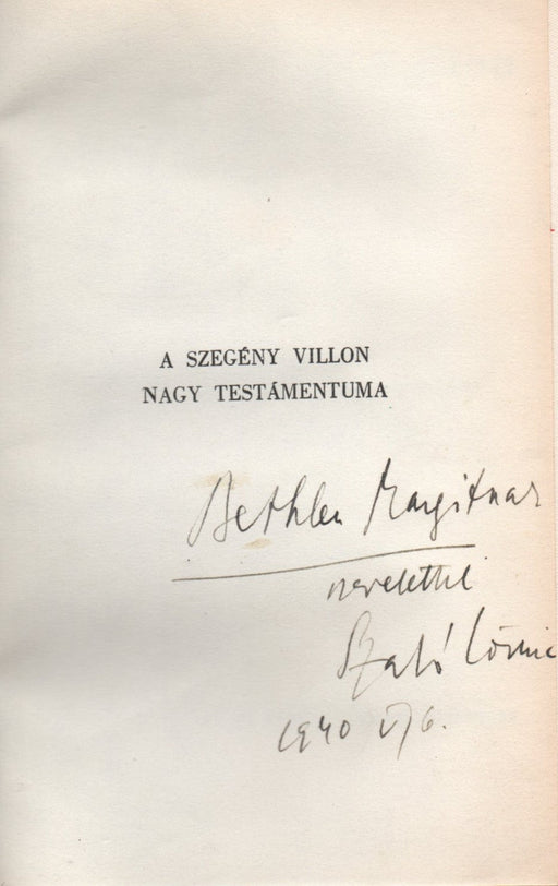 A szegény Villon nagy testámentuma - Oskola Antikvárium