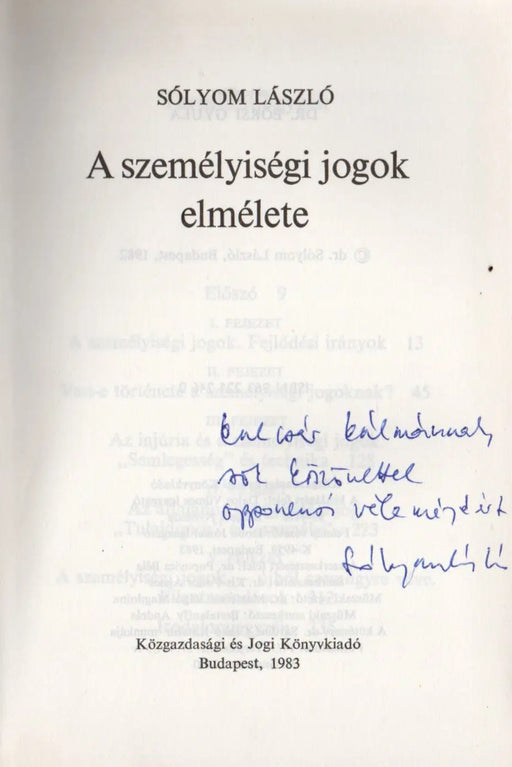 A személyiségi jogok elmélete - Oskola Antikvárium