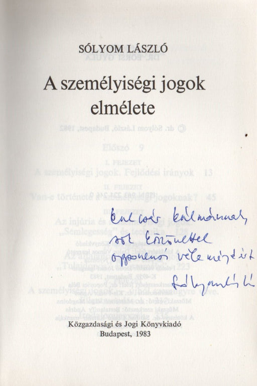 A személyiségi jogok elmélete - Oskola Antikvárium