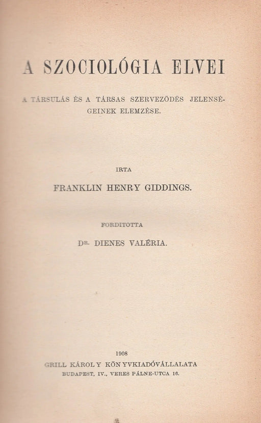 A szociológia elvei - Oskola Antikvárium
