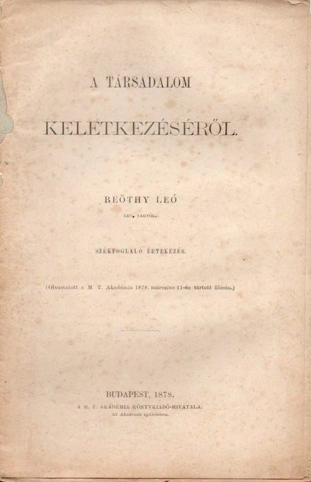 A társadalom keletkezéséről - Oskola Antikvárium