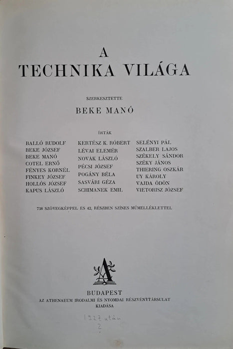 A technika világa - Oskola Antikvárium