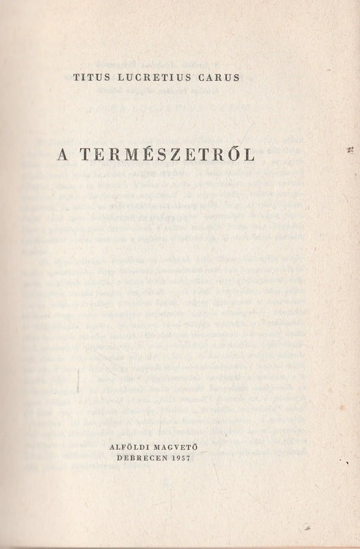 A természetről - Oskola Antikvárium
