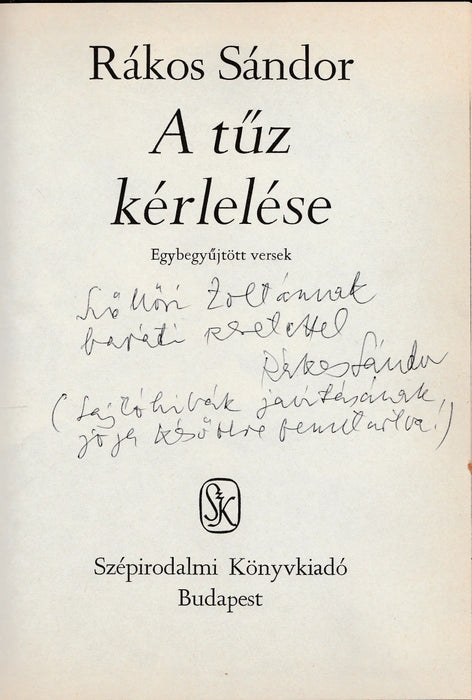A tűz kérlelése - Oskola Antikvárium