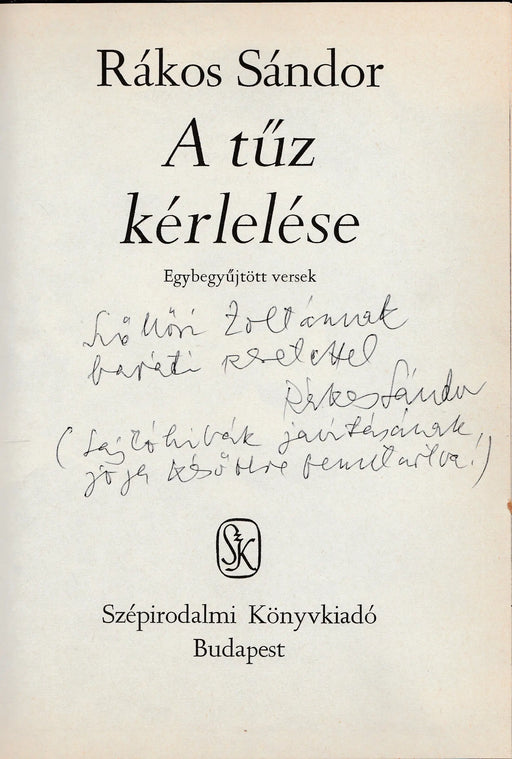A tűz kérlelése - Oskola Antikvárium