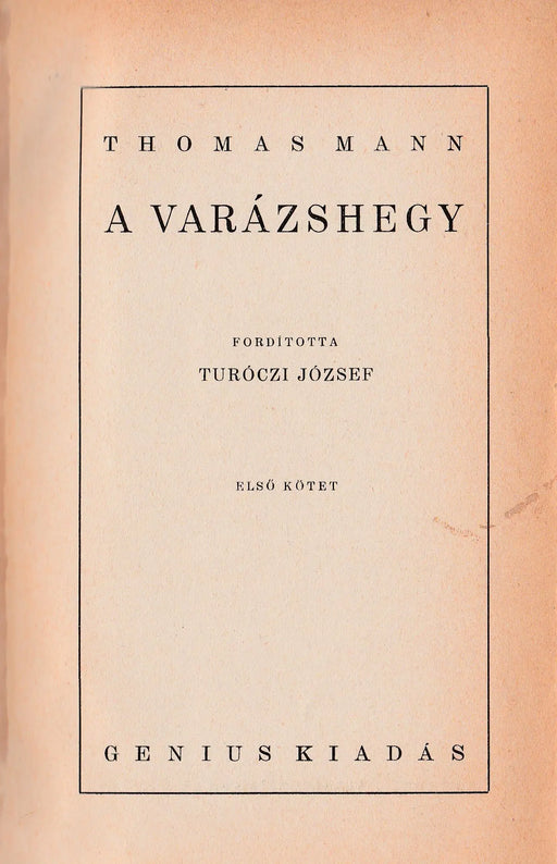 A varázshegy I - II. - Oskola Antikvárium