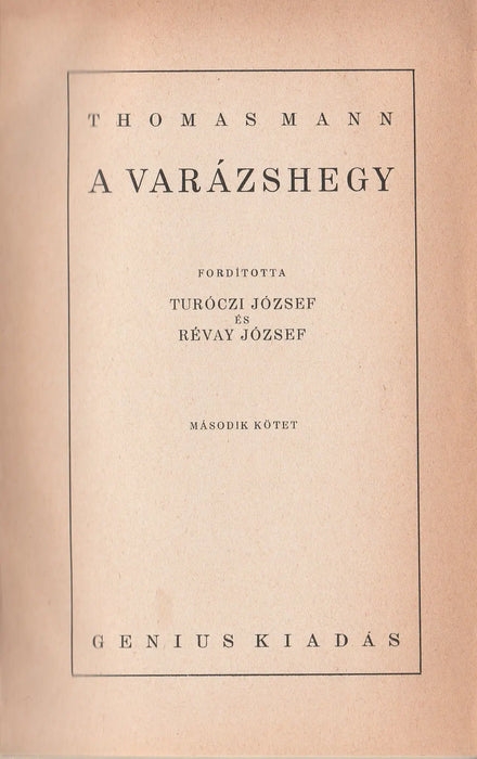 A varázshegy I - II. - Oskola Antikvárium