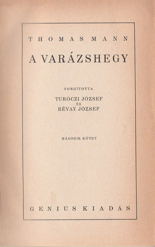 A varázshegy I - II. - Oskola Antikvárium