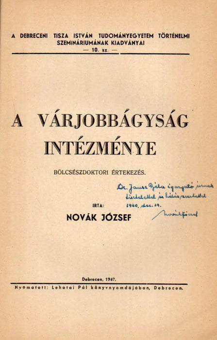 A várjobbágyság intézménye - Oskola Antikvárium