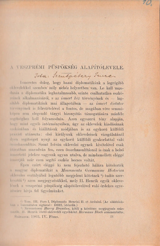 A Veszprémi Püspökség alapítólevele - Oskola Antikvárium