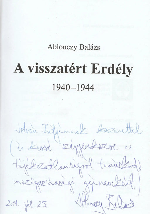 A visszatért Erdély - Oskola Antikvárium