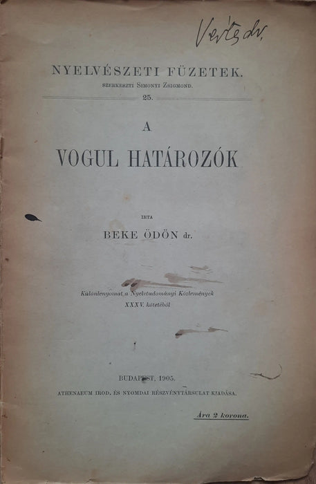 A vogul határozók - Oskola Antikvárium