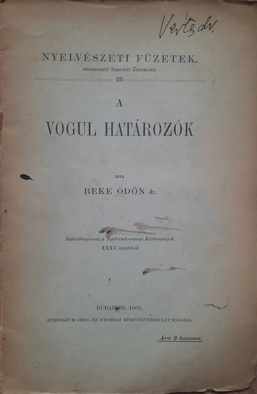 A vogul határozók - Oskola Antikvárium
