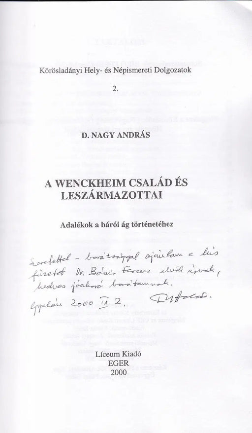 A Wenckheim család és leszármazottai - Oskola Antikvárium