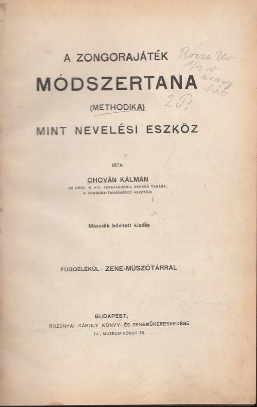 A zongorajáték módszertana mint nevelés eszköz - Oskola Antikvárium
