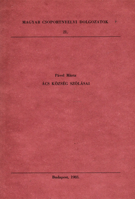 Ács község szólásai - Oskola Antikvárium