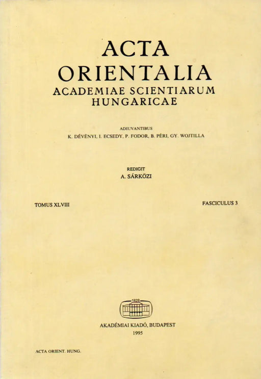 Acta Orientalia - Academiae Scientiarum Hungaricae XLVIII/3. - Oskola Antikvárium