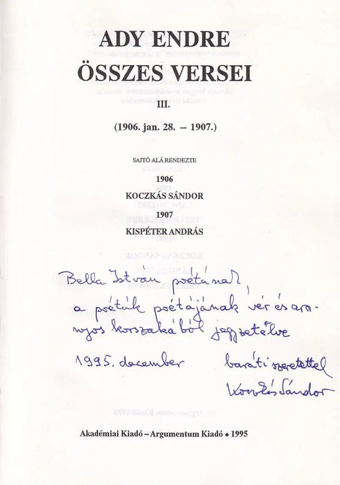 Ady Endre összes versei III. - Oskola Antikvárium