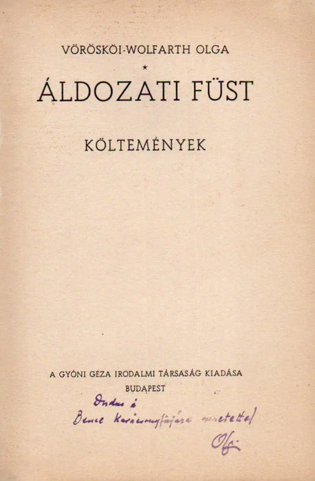 Áldozati füst - Oskola Antikvárium