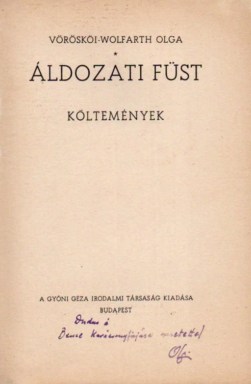Áldozati füst - Oskola Antikvárium