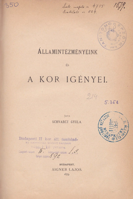 Államintézményeink és a kor igényei - Oskola Antikvárium